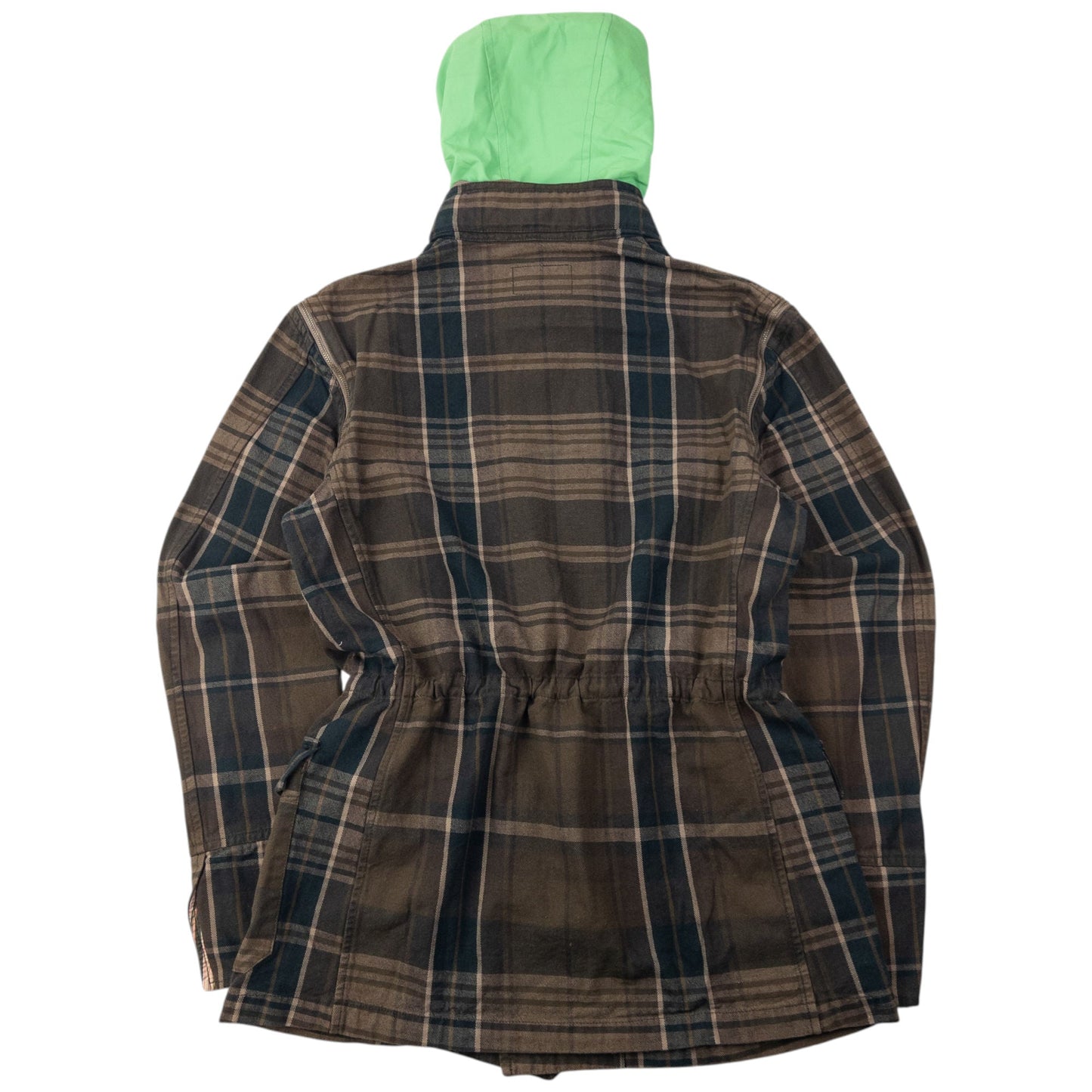Vintage 2000s PPFM Zip Off Sleeve Convertible Jacket Size L | Large, Brown Plaid with Green Hood