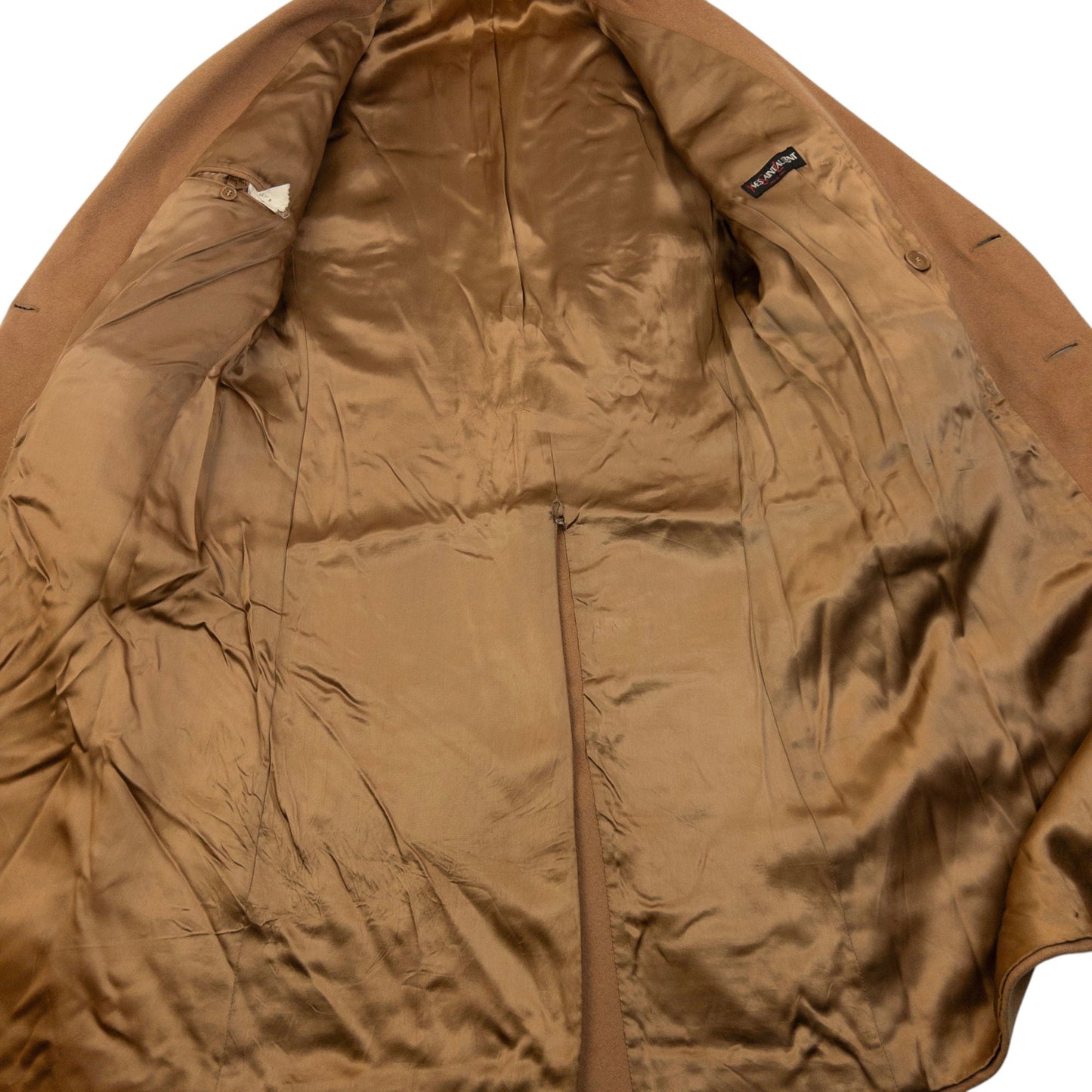 Vintage 80s YSL Yves Saint Laurent Longline Wool Jacket Size M | Medium, Brown
