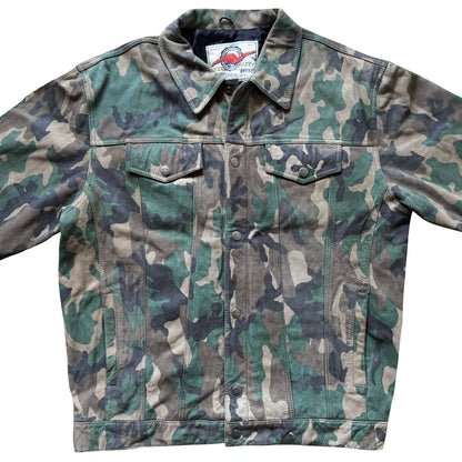 Avirex Camouflage Leather Trucker Jacket - XL | XL, Camo