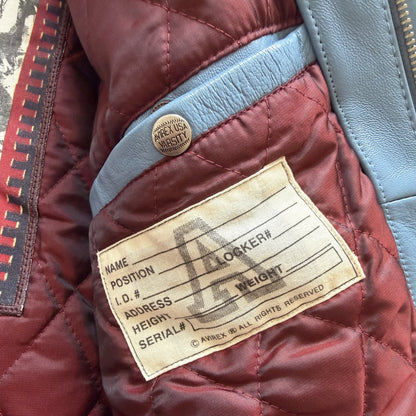 Avirex 'New York Long Island' Leather Varsity Jacket - L | Large, Blue