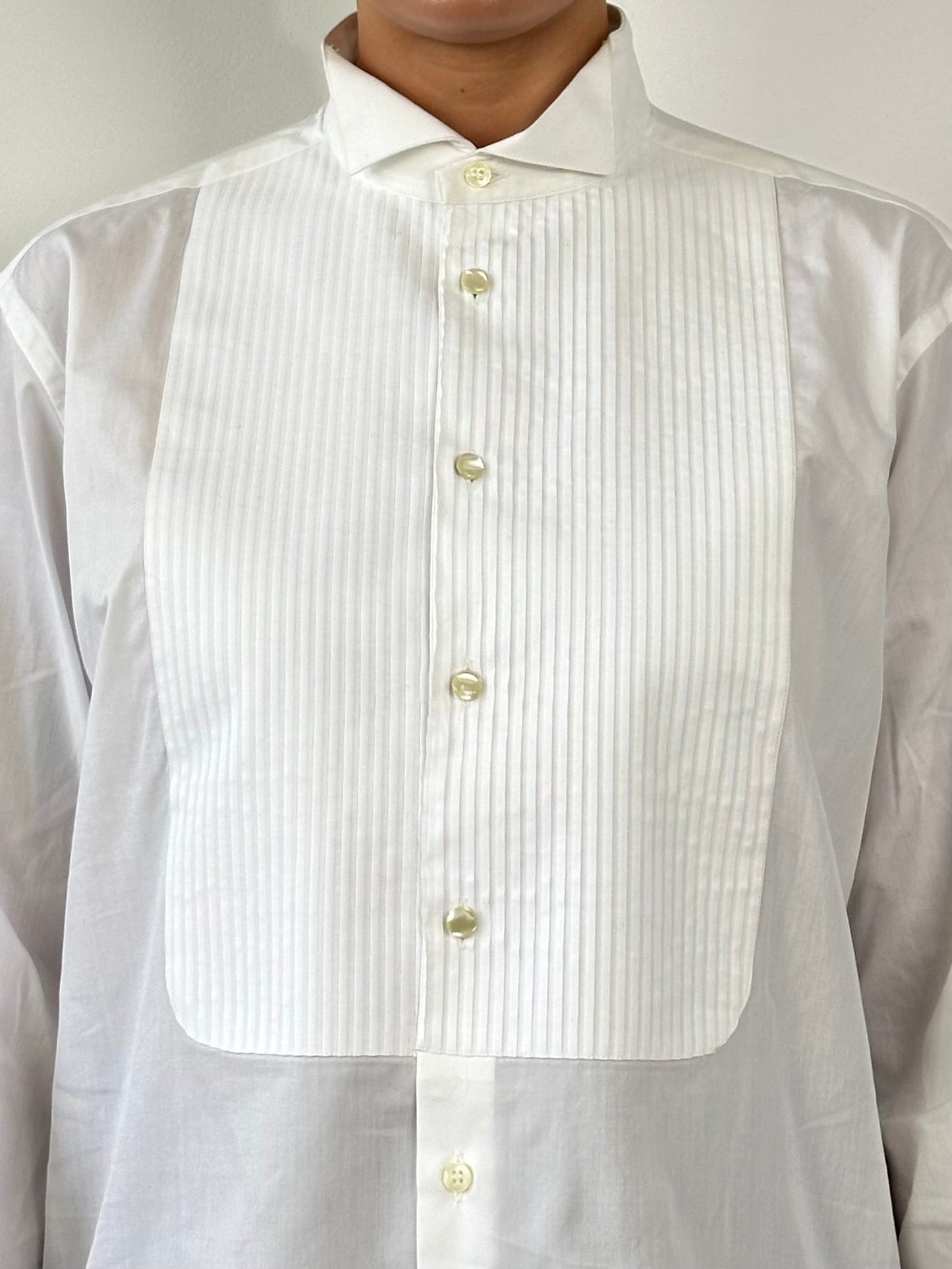 Italian Vintage Wing Collar Tuxedo Dress Shirt - L