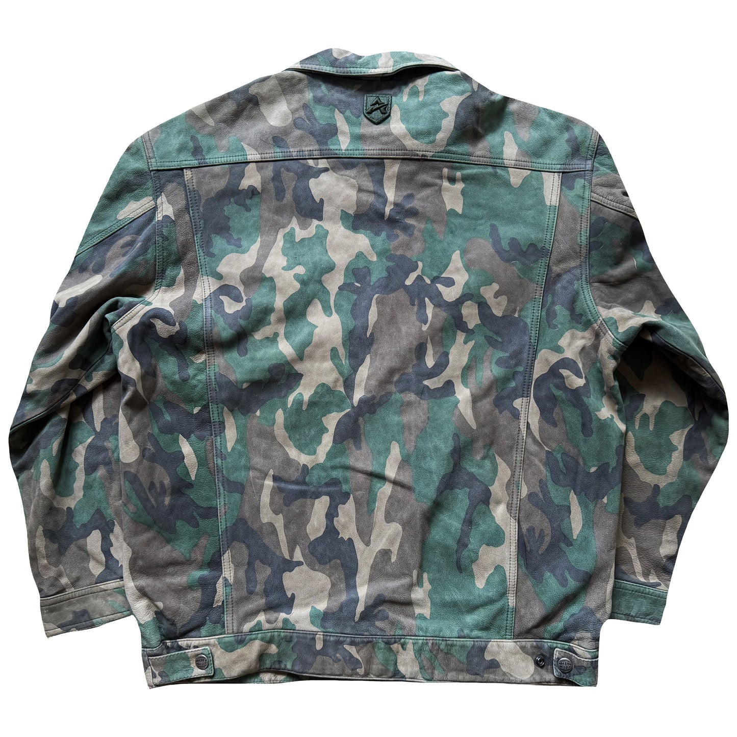 Avirex Camouflage Leather Trucker Jacket - XL | XL, Camo
