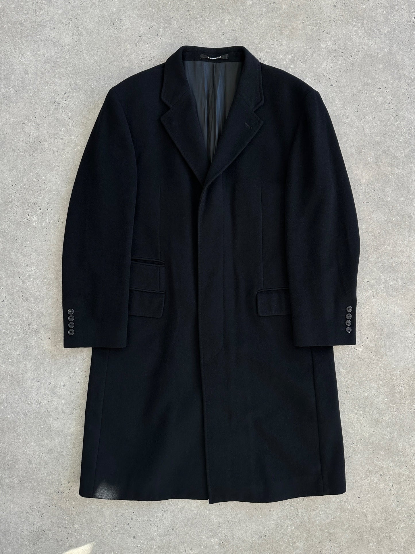 Balmain 1990s Wool Minimal Concelled Placket Coat - XL