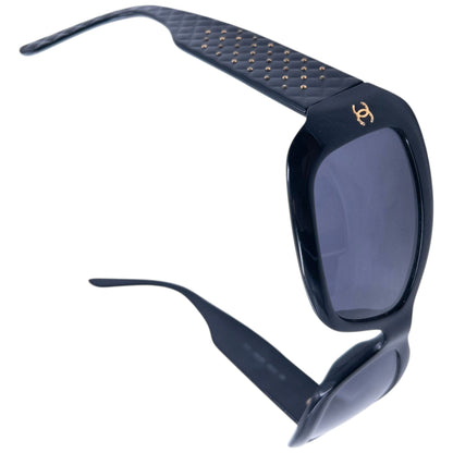 Vintage 90s Chanel Embossed Sunglasses | O/S, Black