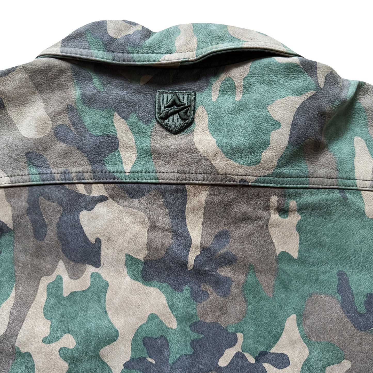 Avirex Camouflage Leather Trucker Jacket - XL | XL, Camo