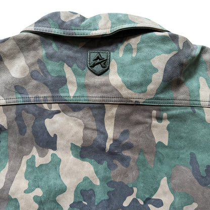 Avirex Camouflage Leather Trucker Jacket - XL | XL, Camo