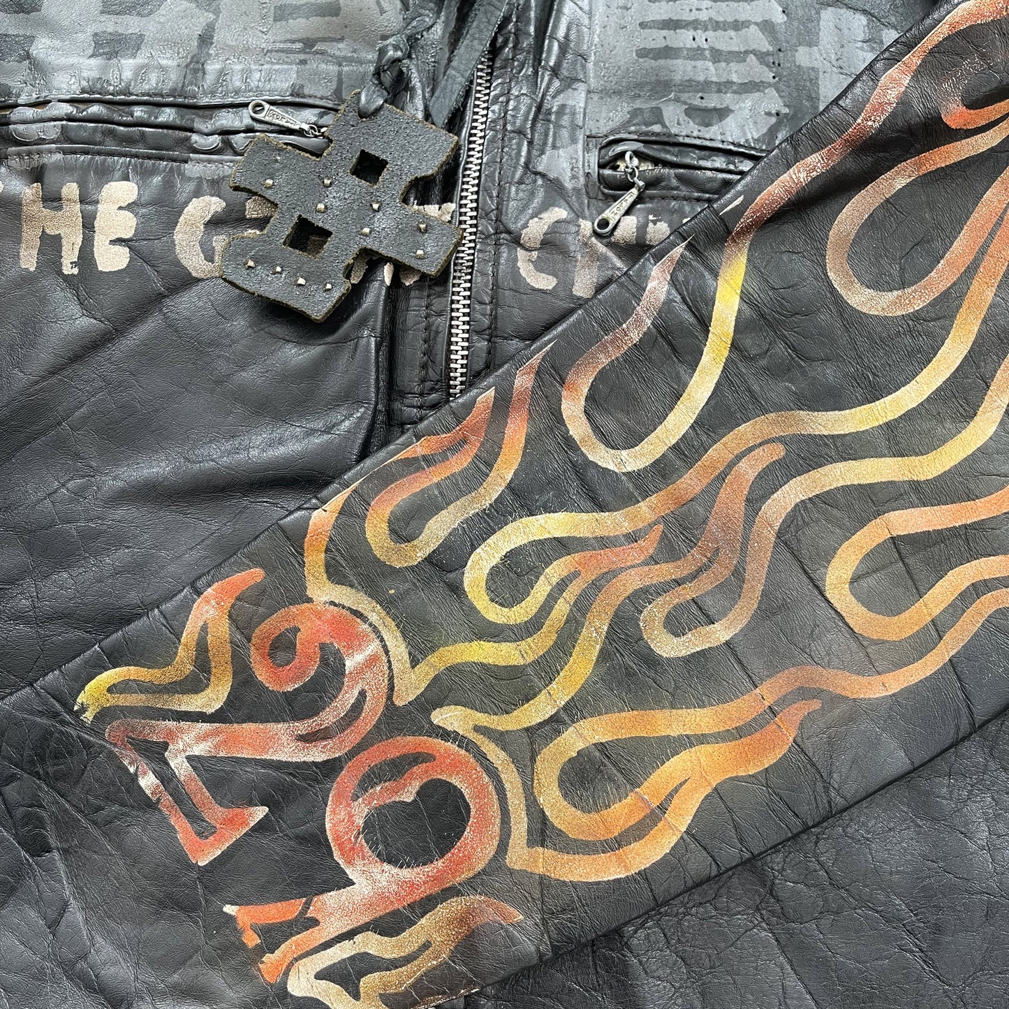 The Great China Wall 'Motor City' Leather Biker Jacket - M