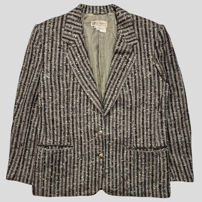 Gucci 1970’s Tweed Striped Wool Blazer Jacket - IT46 (S/M) | Default Title, Black and White