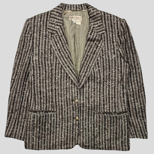 Gucci 1970’s Tweed Striped Wool Blazer Jacket - IT46 (S/M) | Default Title, Black and White