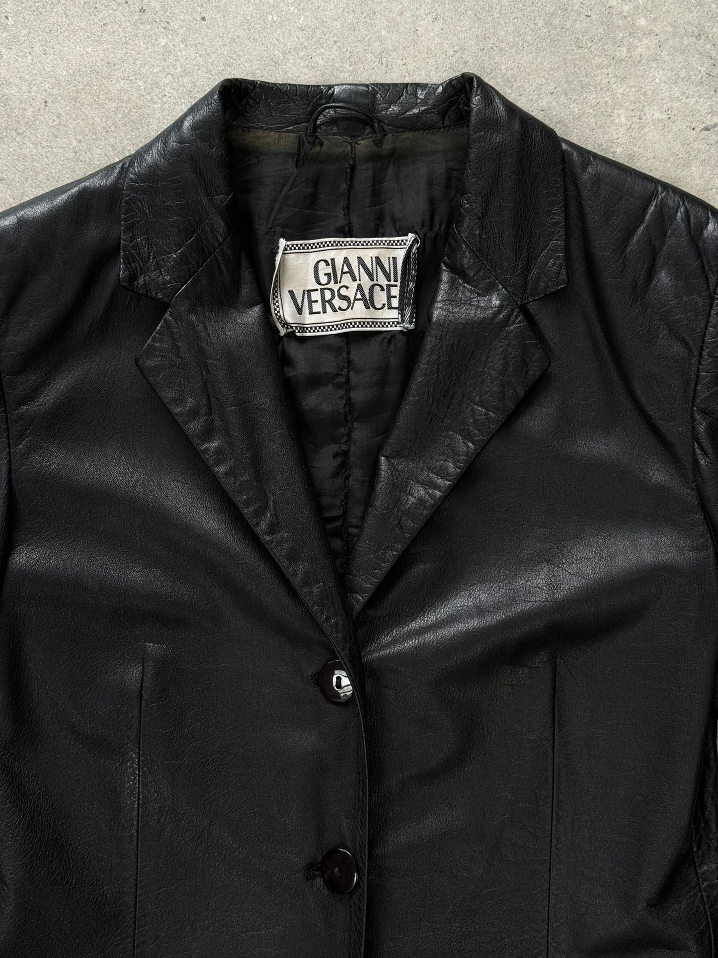 Gianni Versace 1990s Fitted Leather Jacket - XS