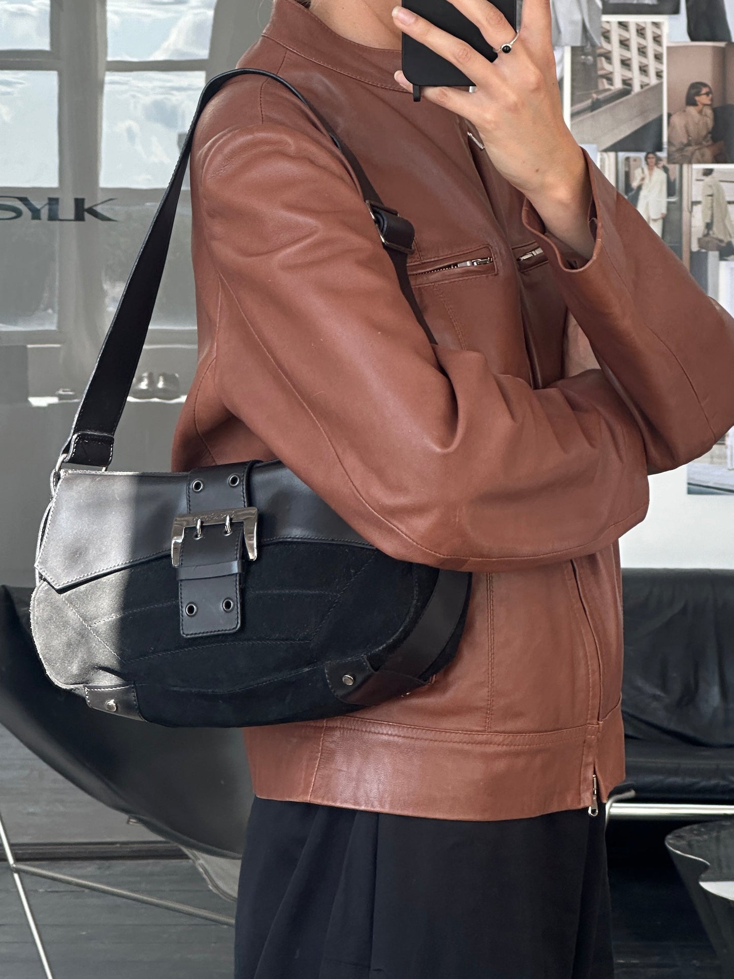 Russell & Bromley 00s Leather Suede Shoulder Bag