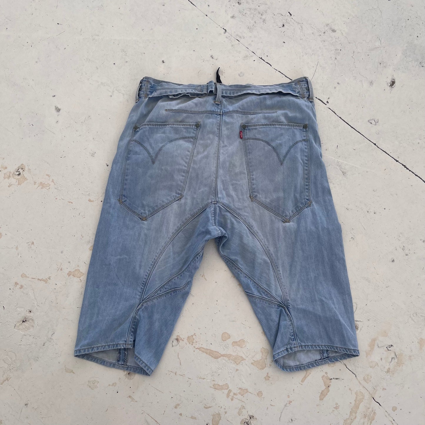 vintage levis engineered buckleback shorts | Blue, Red