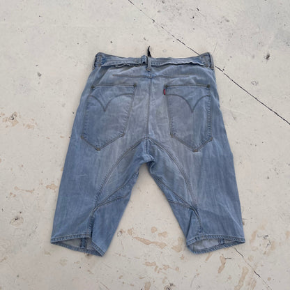 vintage levis engineered buckleback shorts | Blue, Red