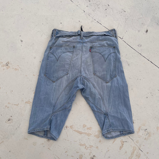 vintage levis engineered buckleback shorts | Blue, Red