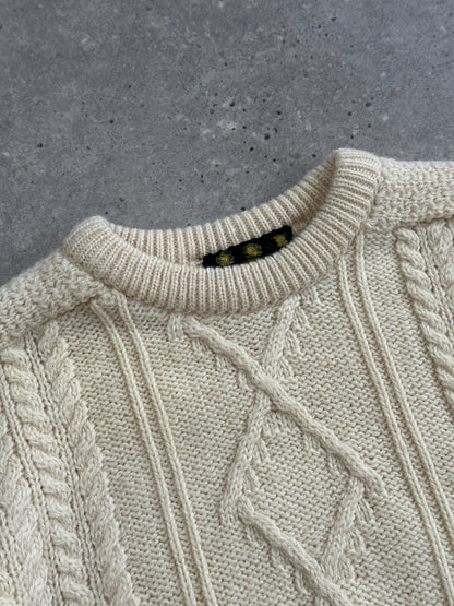 Barbour 80s Pure Wool Chunky Cable Knit Jumper - L