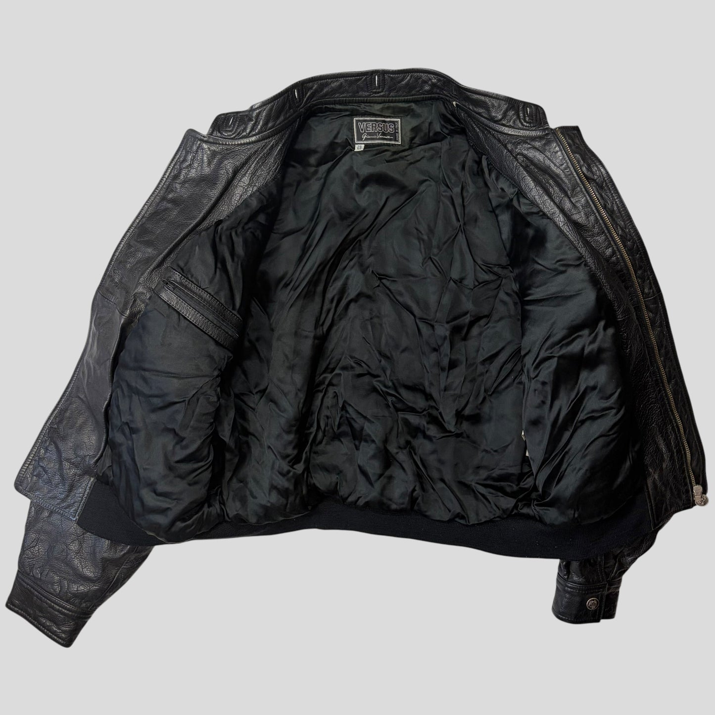 Gianni Versace 90’s Versus Leather Sherpa Flight Jacket - M/L | Default Title, Black