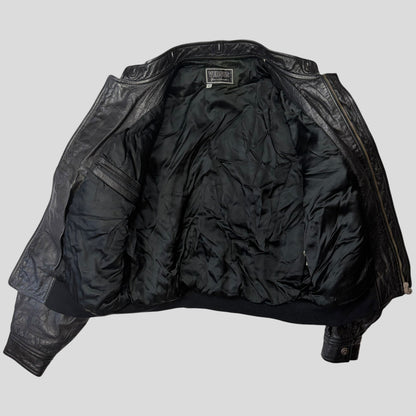 Gianni Versace 90’s Versus Leather Sherpa Flight Jacket - M/L | Default Title, Black