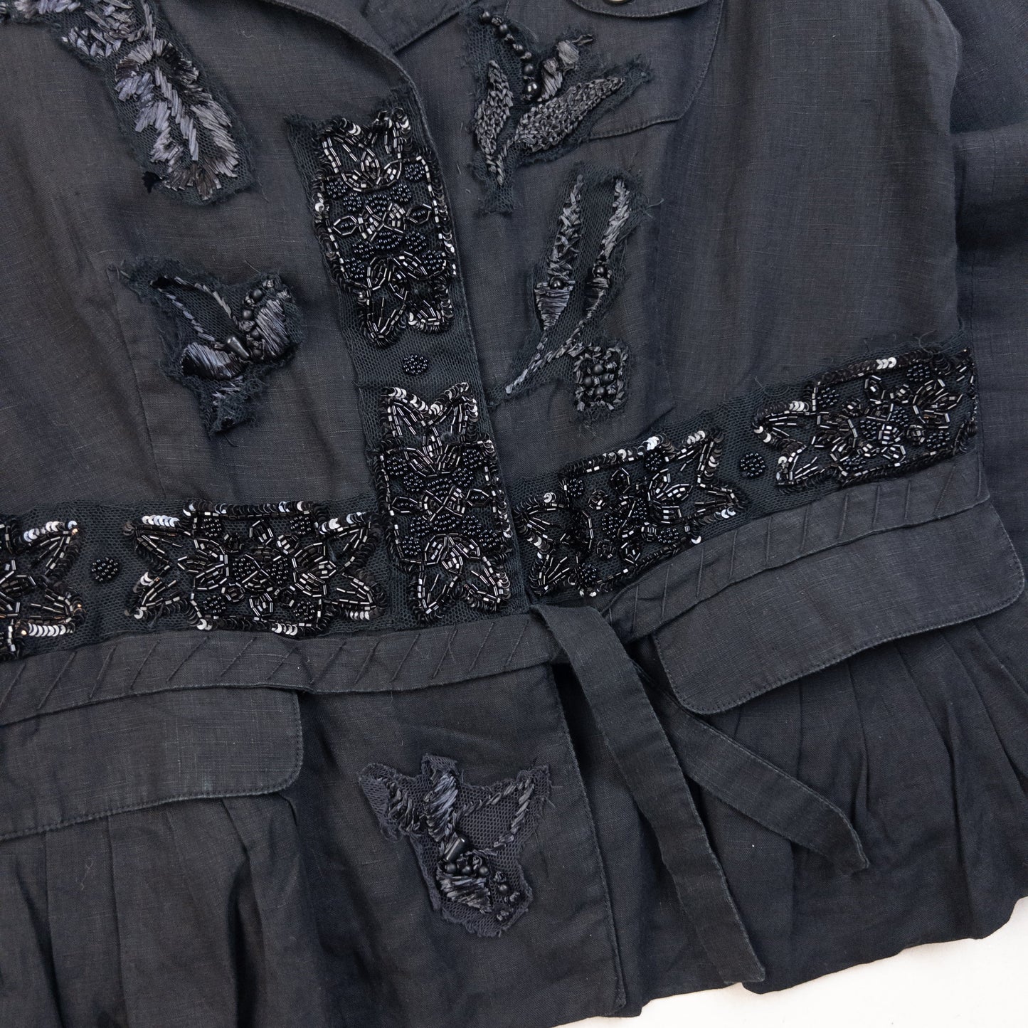 Vintage 2000s Prada Sequin Linen Jacket Womens Size S | Small, Black