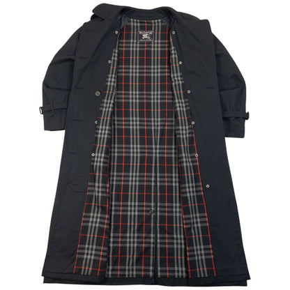 Vintage 90s Burberry Nova Check Lined Trench Jacket Size L | Large, Navy