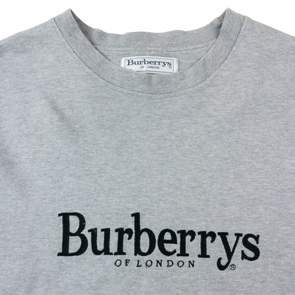 Vintage 90s Burberry Embroidered Sweatshirt Size M | Medium, Grey