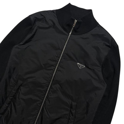 Prada Re-Nylon Wool Zip Up | Large, Black