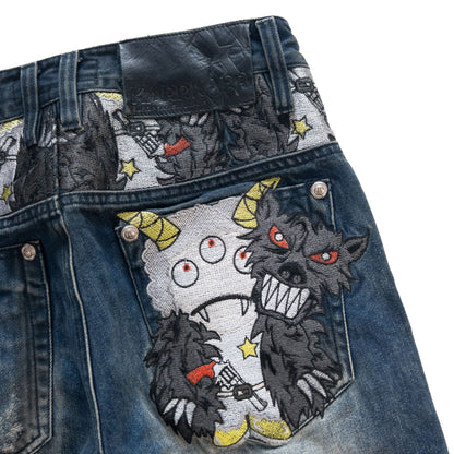 Vintage Monster Distressed Japanese Denim Jeans Size W28