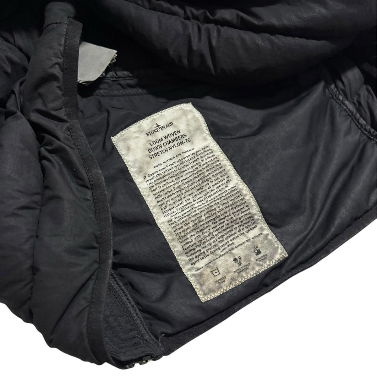 Stone Island Loom Woven Down Jacket | Medium, Black