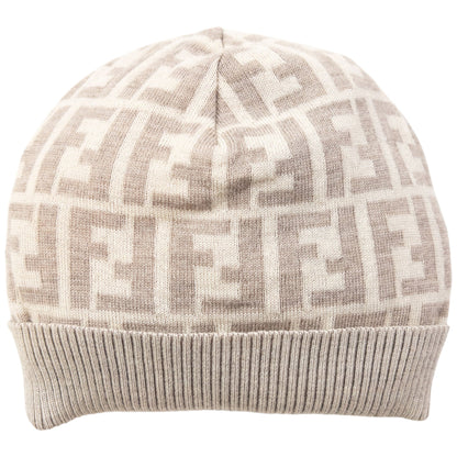 Vintage 2000s Fendi Monogram Beanie Hat | O/S, Beige