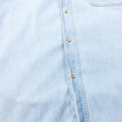 Vintage 90s Armani Jeans Long Sleeve Button Up Denim Shirt Size XL | XL, Blue