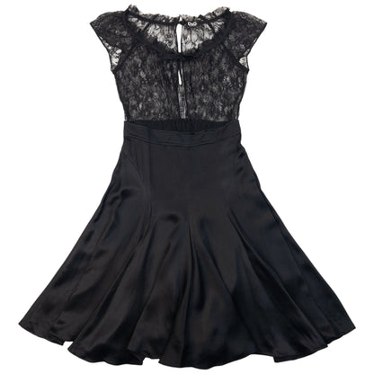 Vintage 2000s Dolce & Gabbana Lace Top Silk Dress Womens Size S | Small, Black