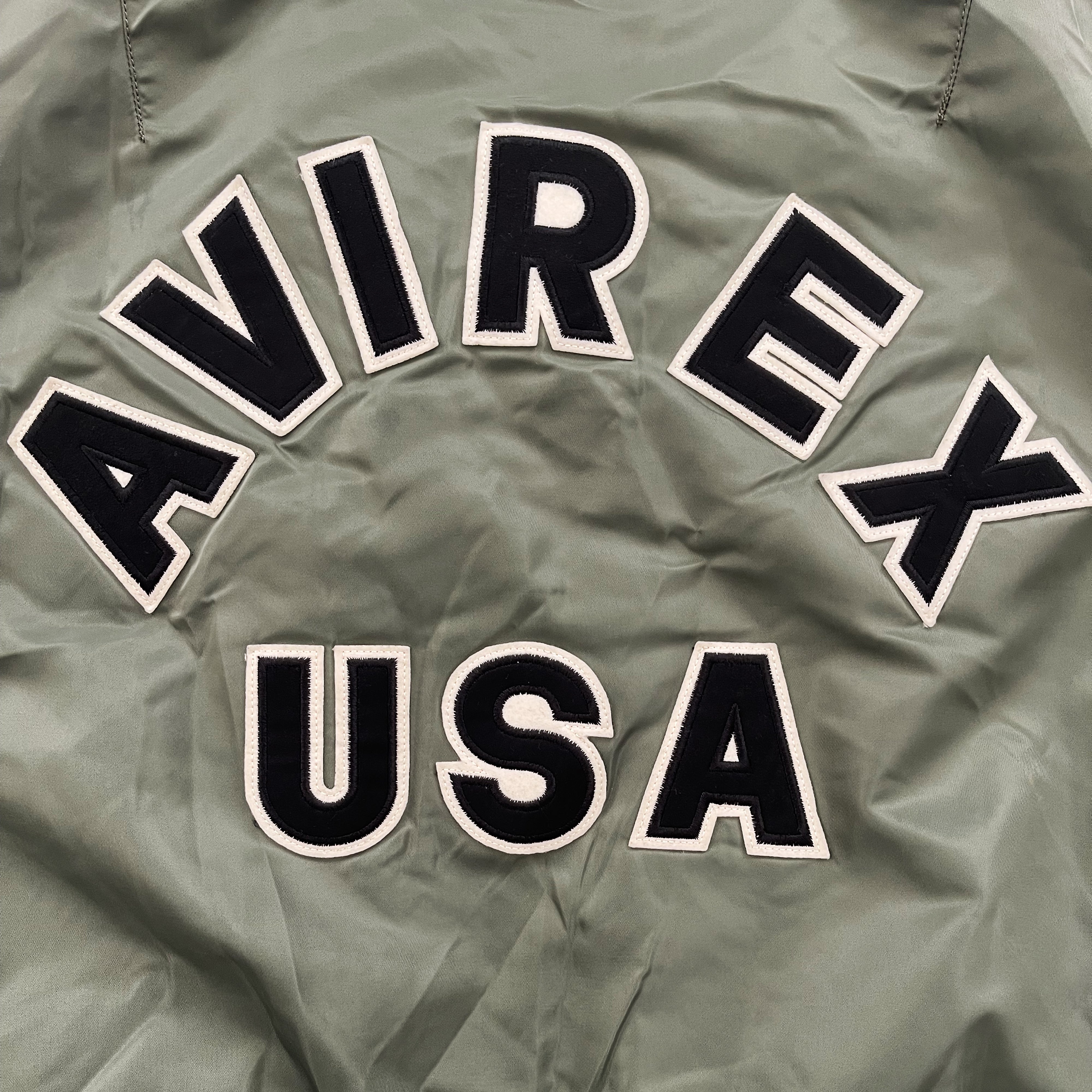 Vintage 90s AVIREX USA Fur Hoodie hot Bomber Jacket Military White Colour Size XSmall