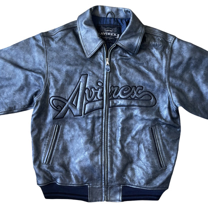 Avirex Spell Out Leather Varsity Jacket - L