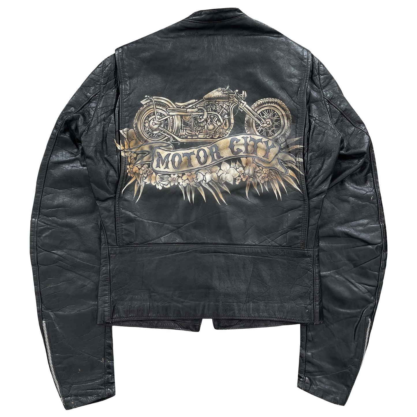 The Great China Wall 'Motor City' Leather Biker Jacket - M