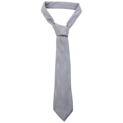 Vintage 90s YSL Yves Saint Laurent Monogram Silk Tie | O/S, Grey