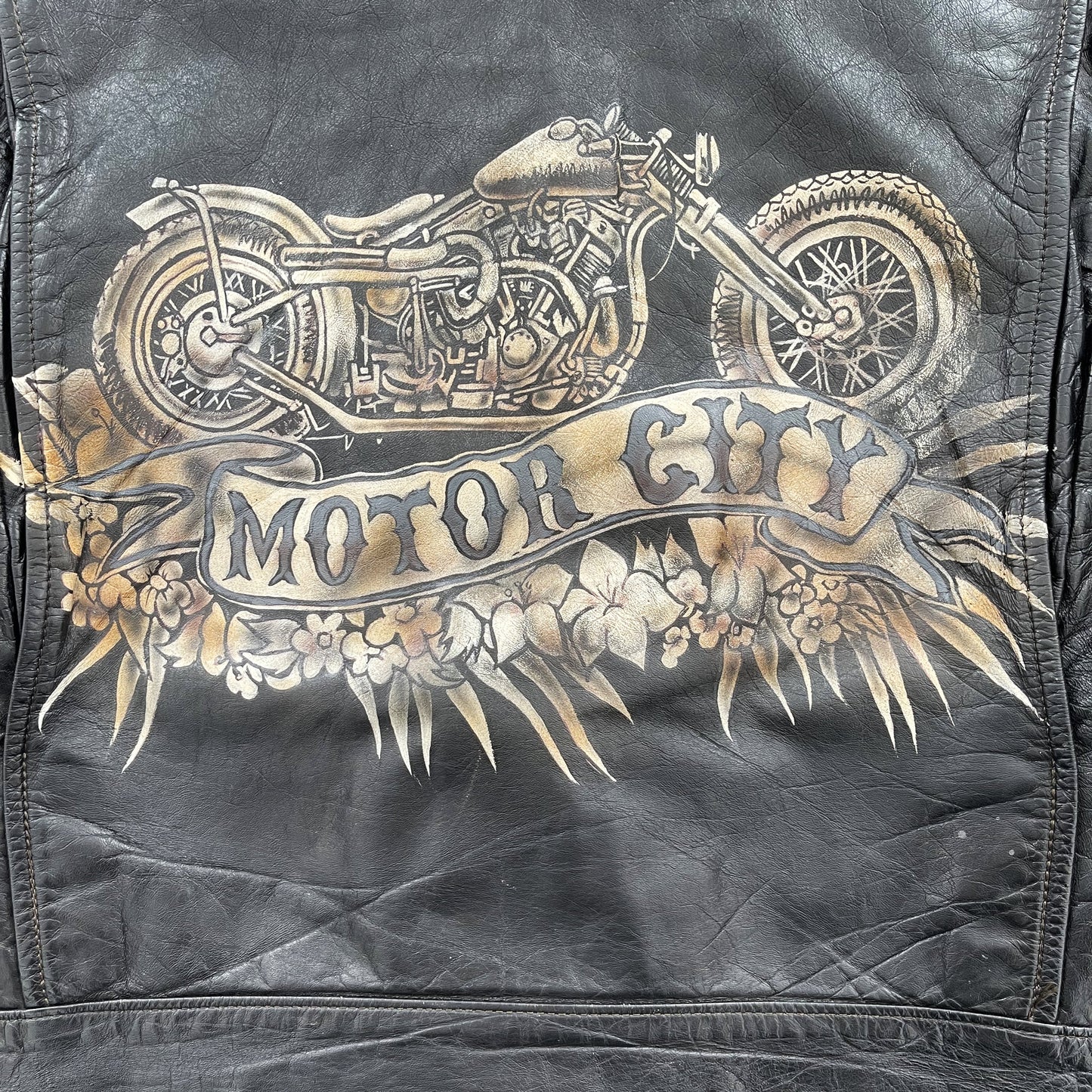 The Great China Wall 'Motor City' Leather Biker Jacket - M