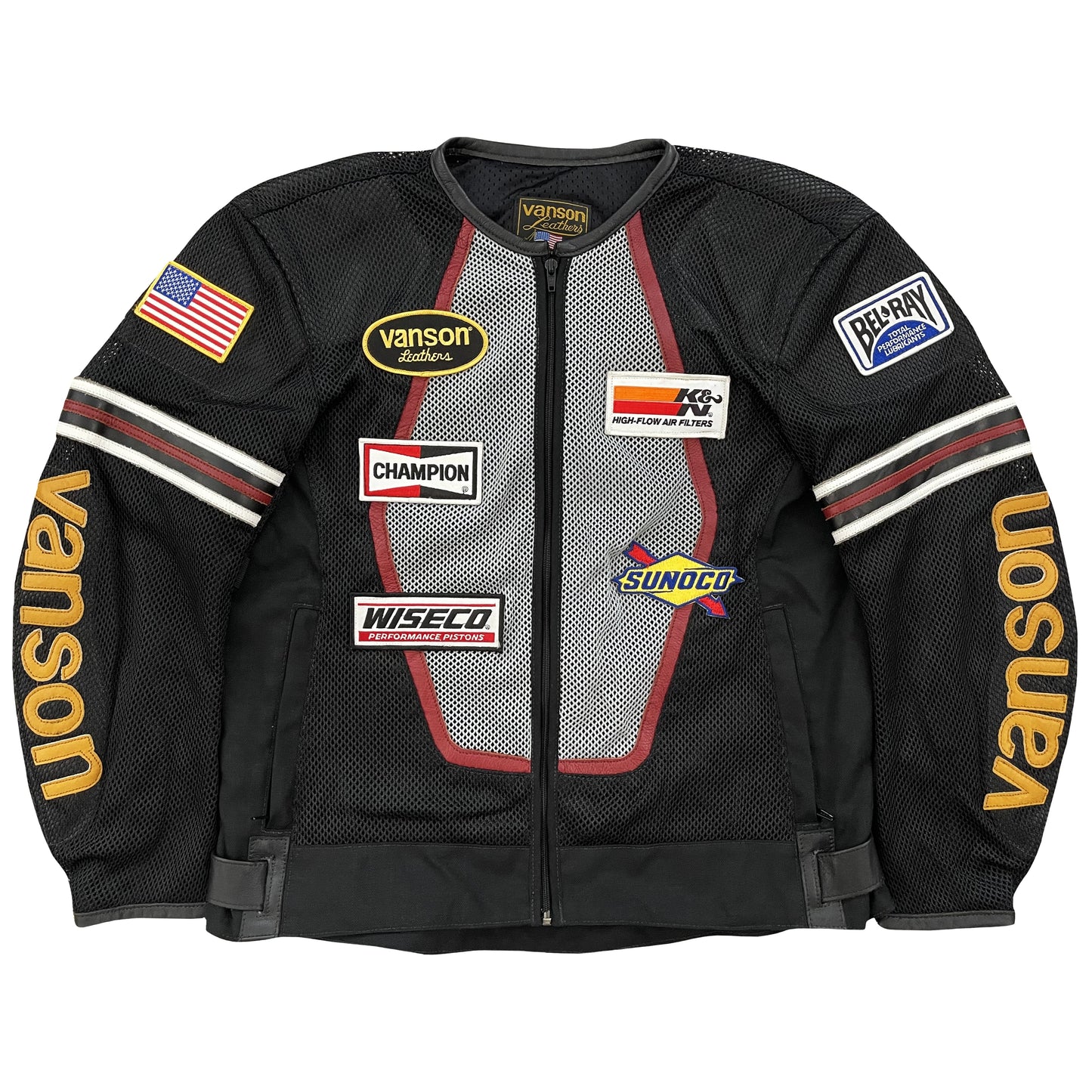 Vanson Leathers 'One Star' Mesh Motorcycle Racer Jacket - L