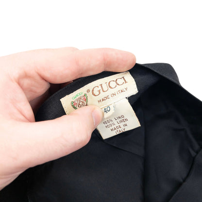 Vintage 70S Gucci Linen Skirt Womens Size W24 | XS, Black