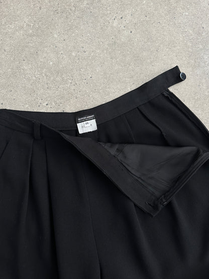 Giorgio Armani 1990s Wool Wide Leg Pleated Tailored Trousers - W26