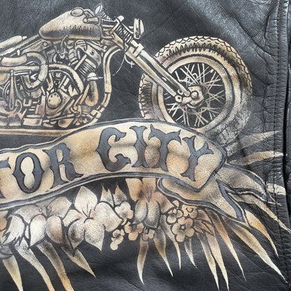 The Great China Wall 'Motor City' Leather Biker Jacket - M