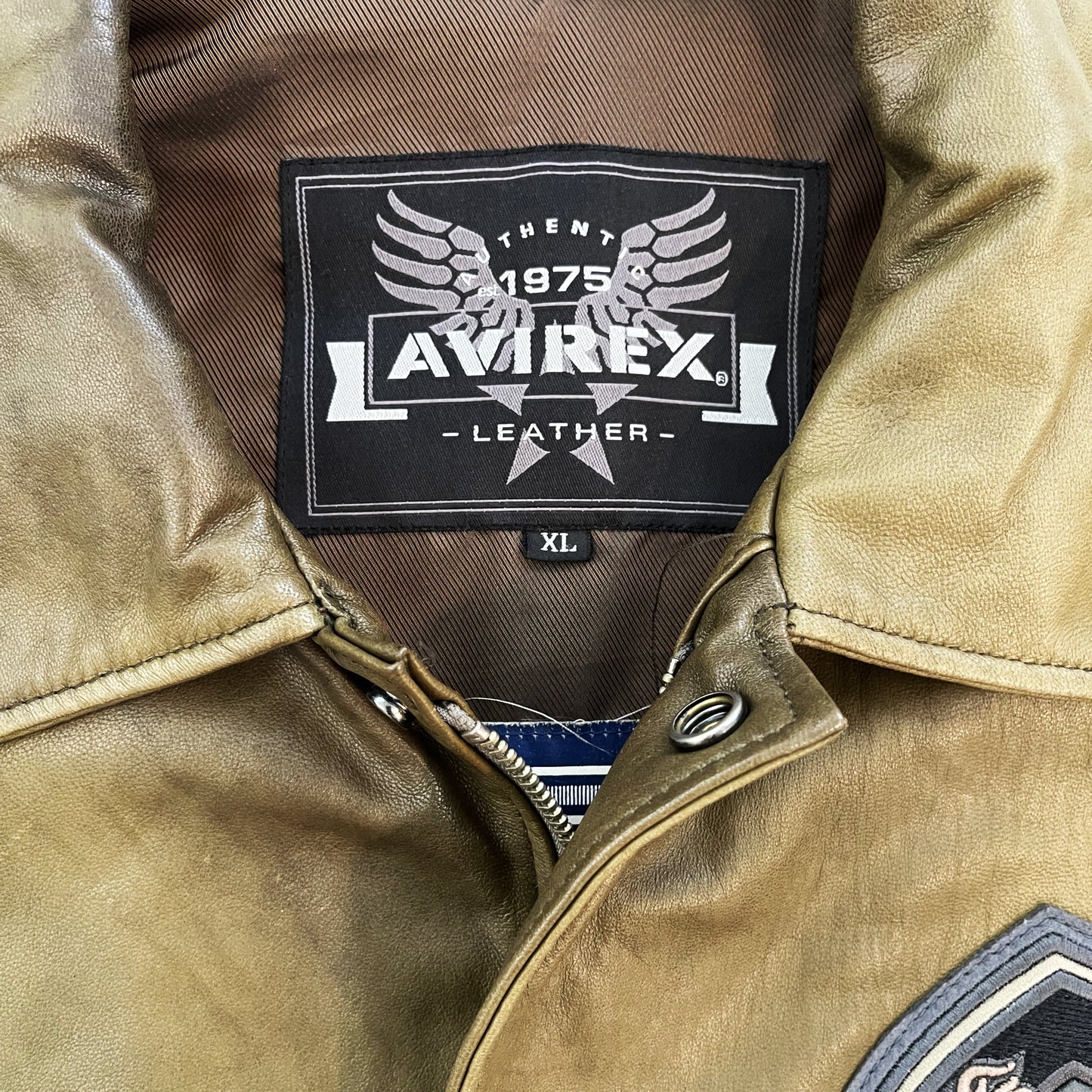 Avirex 'Meditation Journey' Leather Varsity Jacket - XL