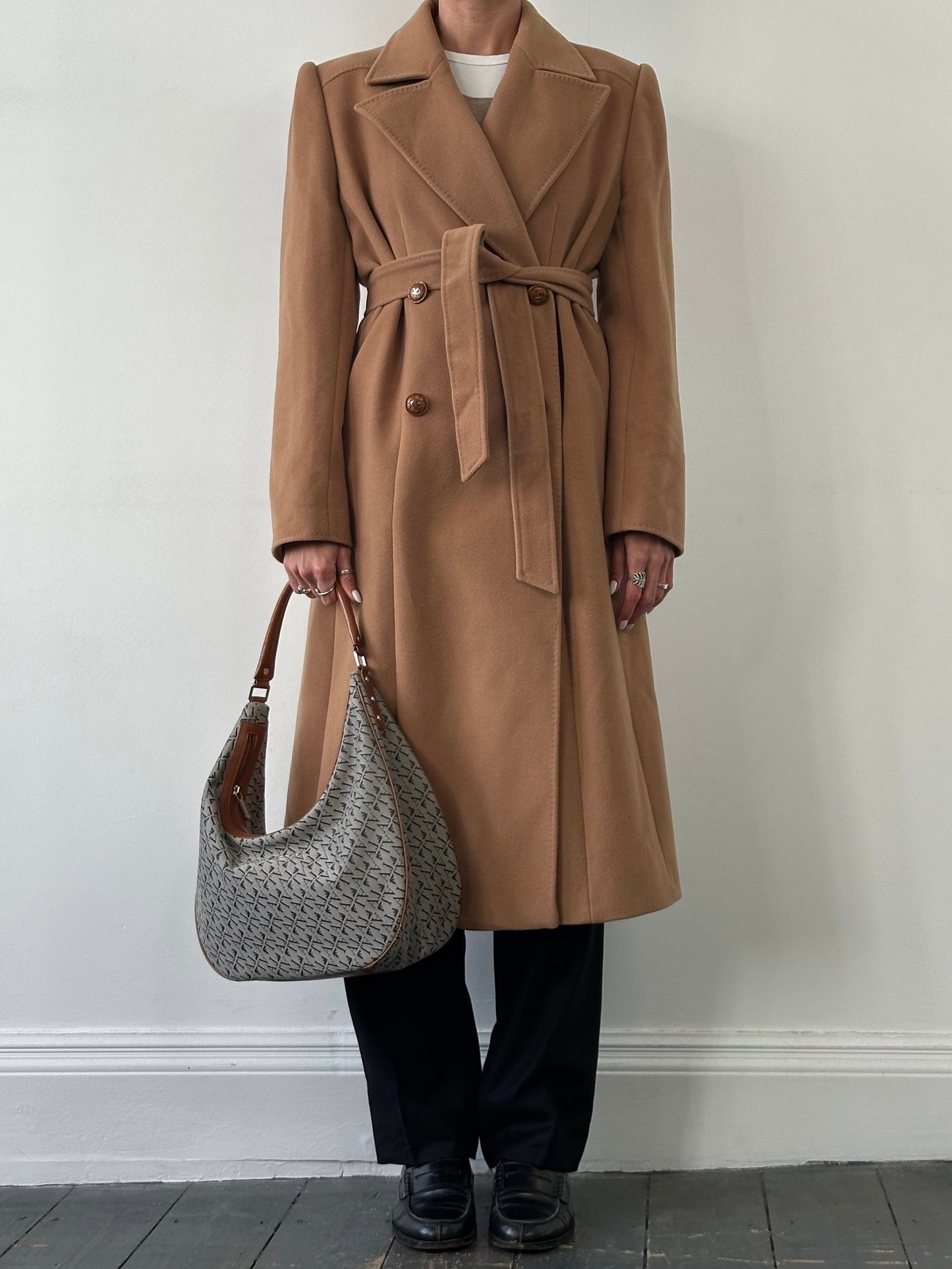 Valentino 1990s Pure Wool Double Breasted Bespoke Button Belted Coat - L