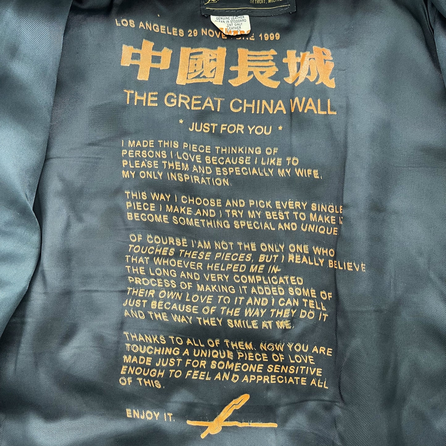 The Great China Wall 'Motor City' Leather Biker Jacket - M