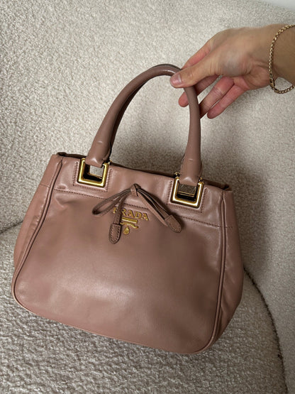 2010s Prada Vitello Leather Bow Handbag | O/S, Gold