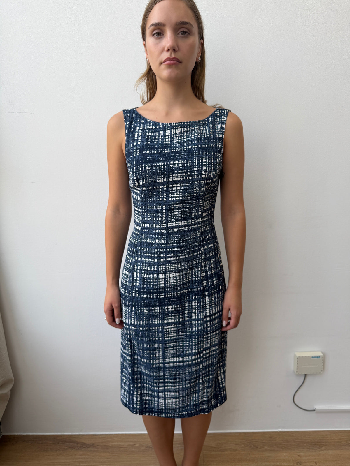 Prada Re-Edition 1996 Graphic Dress | 42, Navy and White