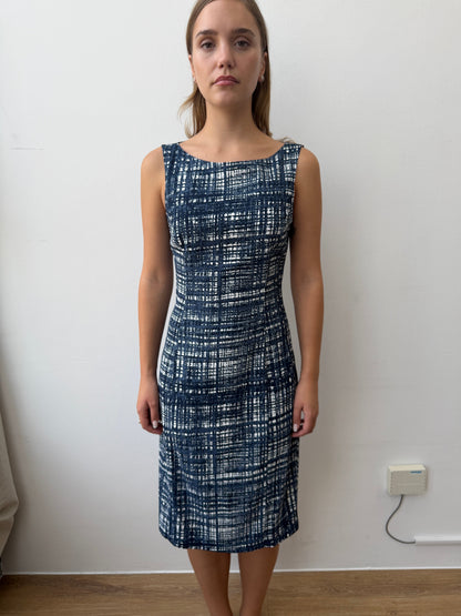 Prada Re-Edition 1996 Graphic Dress | 42, Navy and White