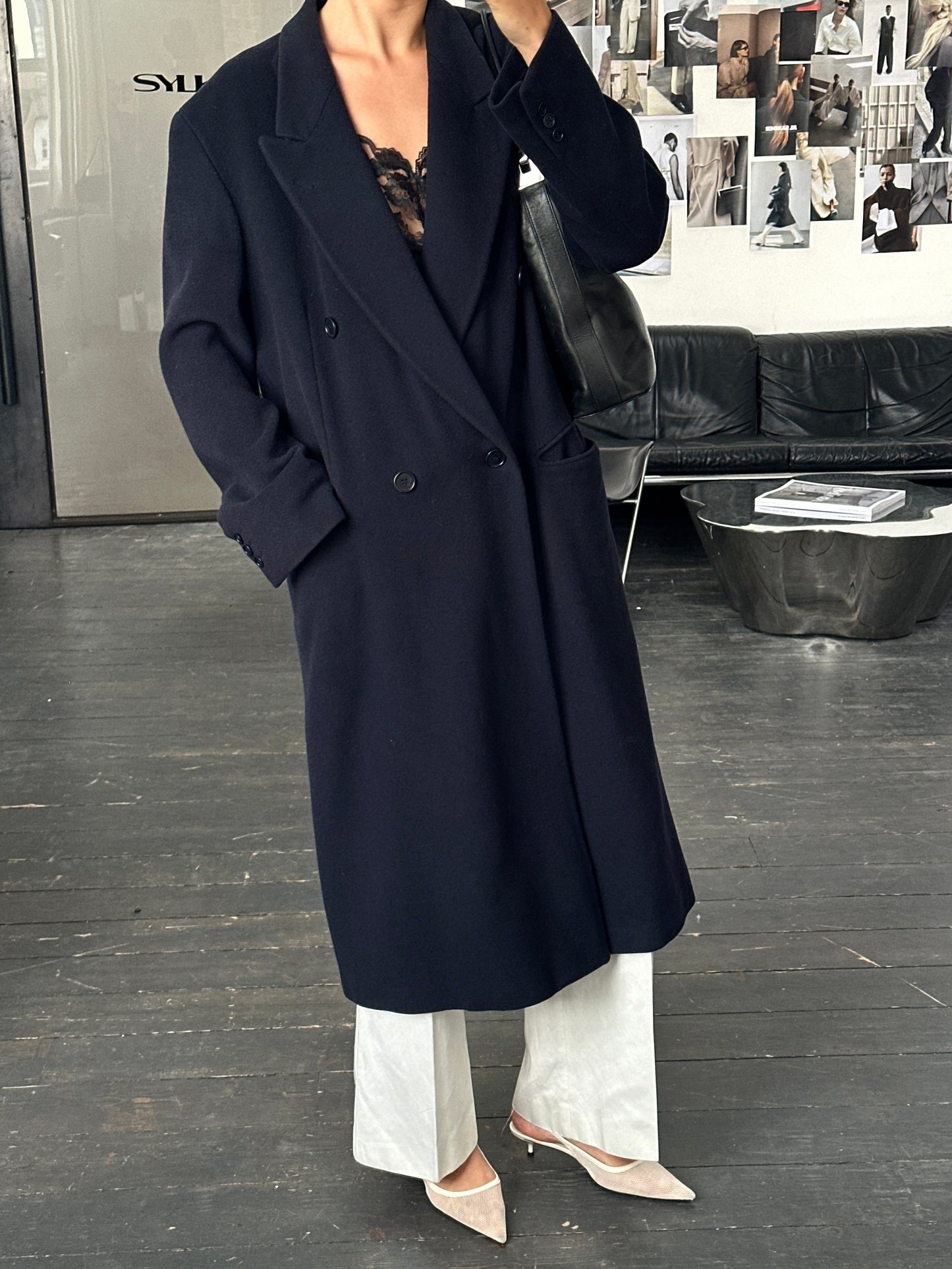 Emporio Armani 1990s Wool Cashmere Double Breasted Coat - L/XL