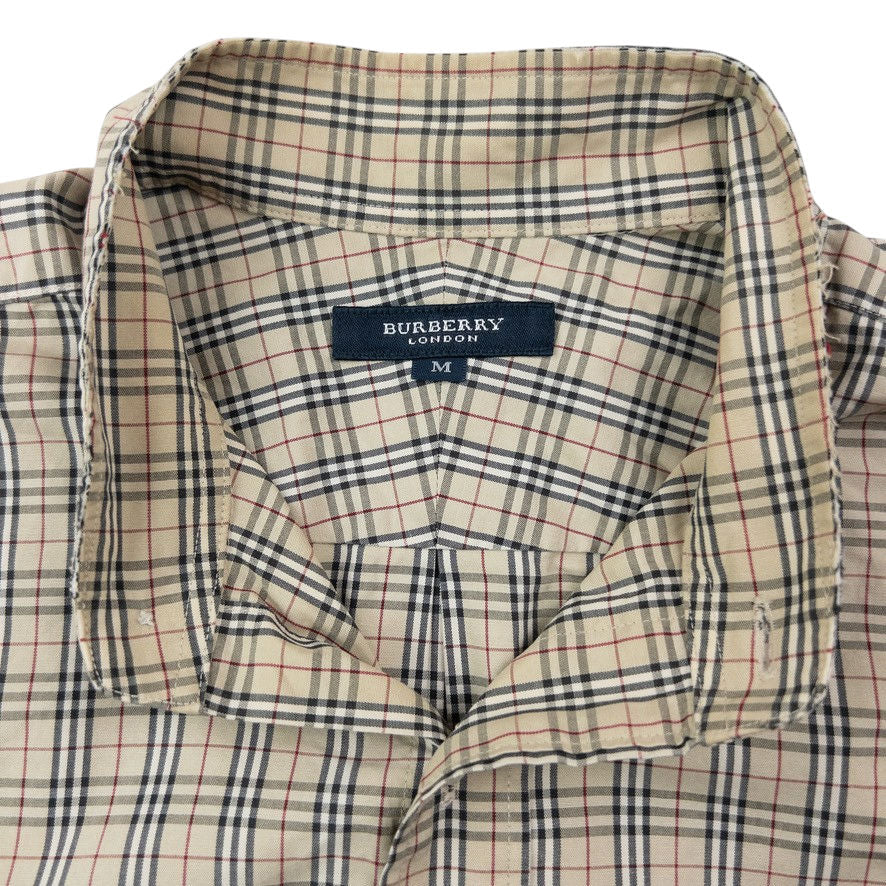 Vintage Burberry Nova Check Long Sleeve Button Up Shirt Size S | Small, Beige