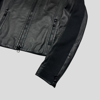 Emporio Armani 2006 Leather Panelled Biker Moto Jacket - IT46 (S) | Small, Black
