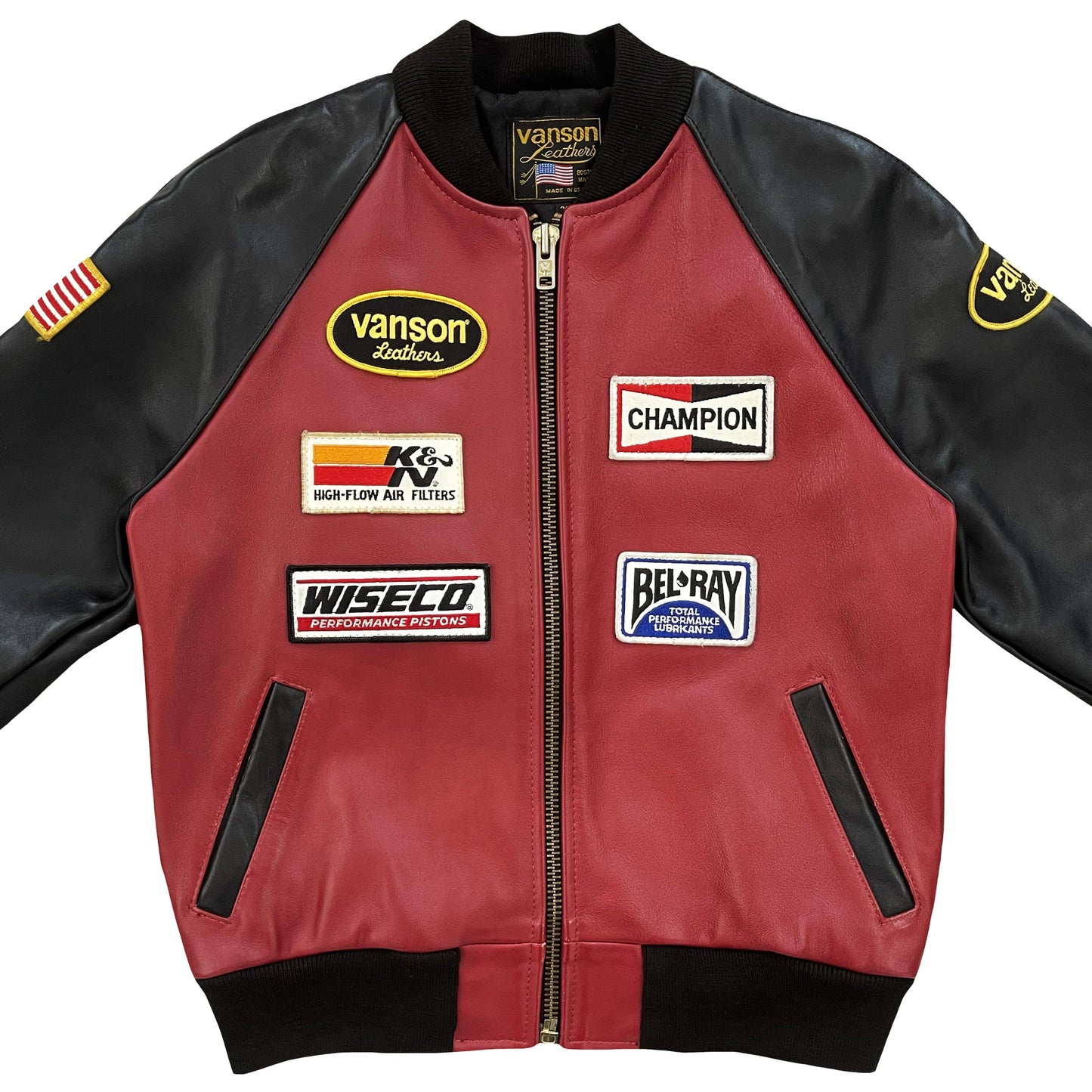 Vanson Leathers Race Team Leather Bomber Jacket