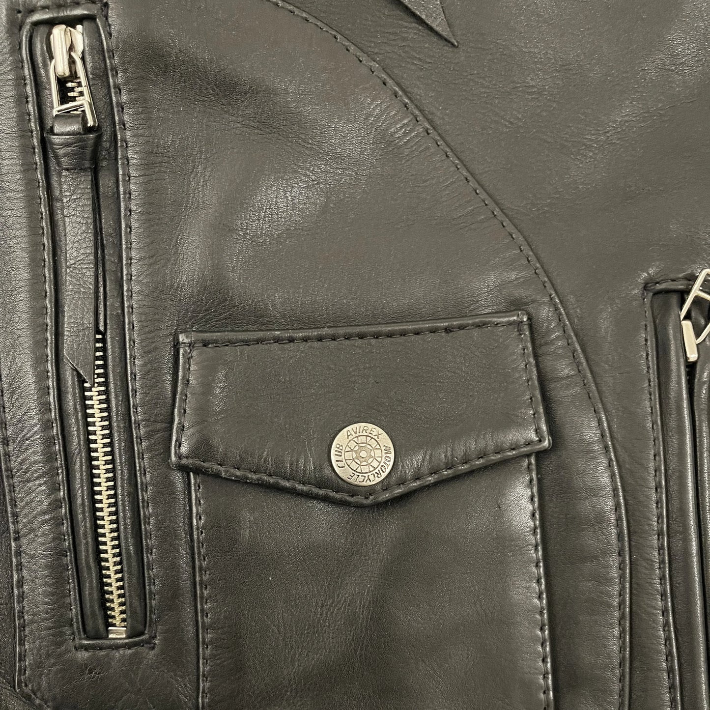 Avirex 'Victory or Death' Leather Biker Motorcycle Jacket - S